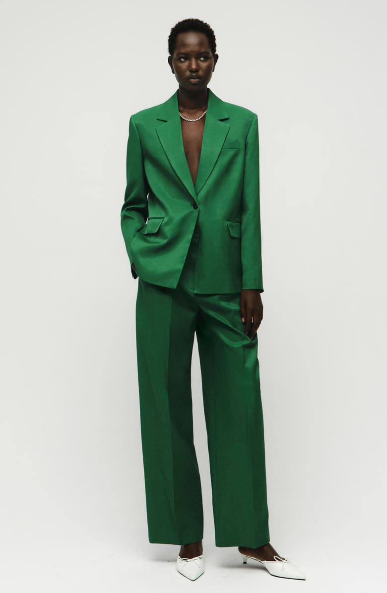 MANGO Otero One-Button Blazer, Alternate, color, Green