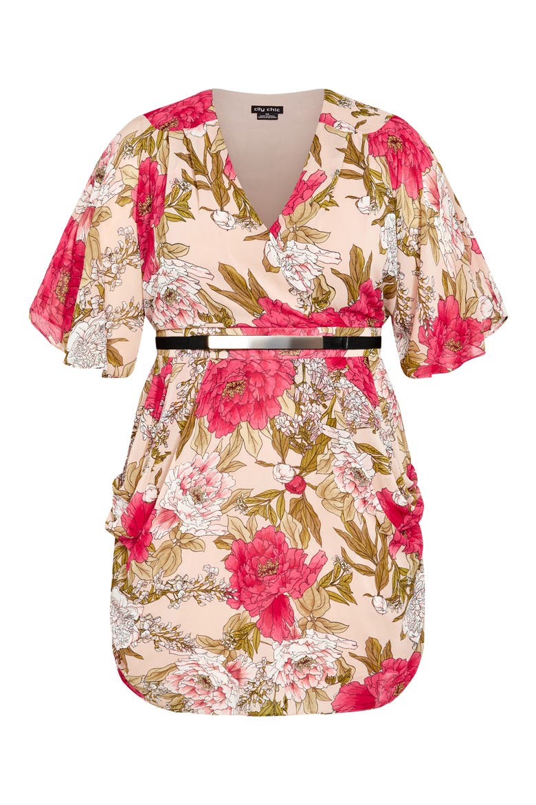 Frida Floral Faux Wrap Dress, Alternate, color, CHAMPAGNE WILD ROSE
