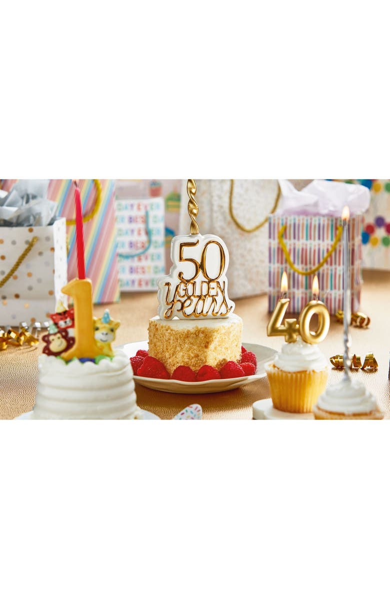 tag Babys First Cake Topper Candleholder Yellow Multi Earthenware Everyday, Alternate, color, Yellow