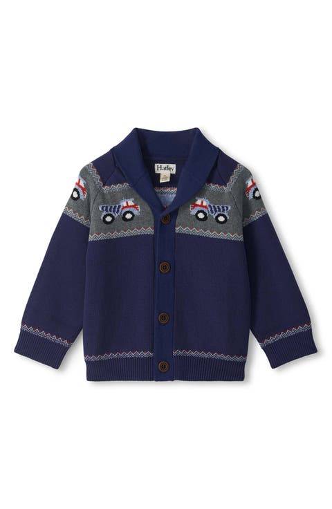 Kids' Trucks Shawl Collar Cardigan