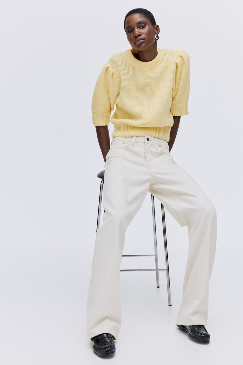 Rib-knit Top, Alternate, color, Light yellow