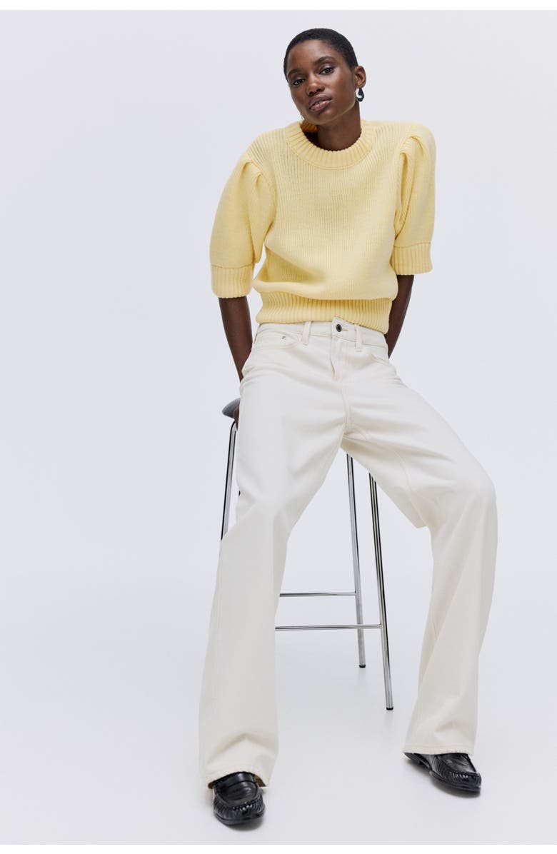 H&M Rib-knit Top, Alternate, color, Light Yellow