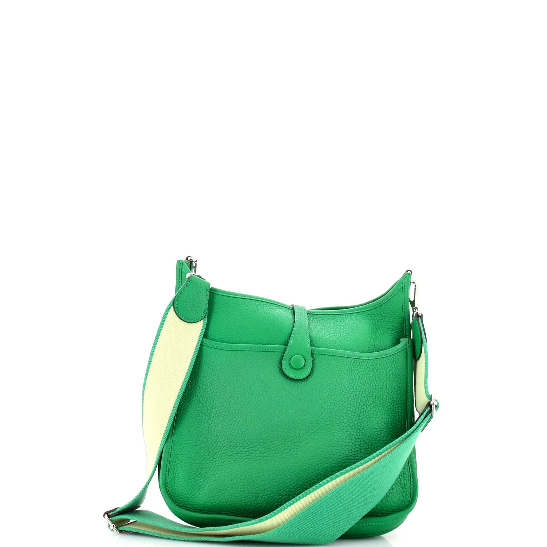 Pre-Owned Hermes Evelyne Bag Gen III Clemence PM, Alternate, color, Green