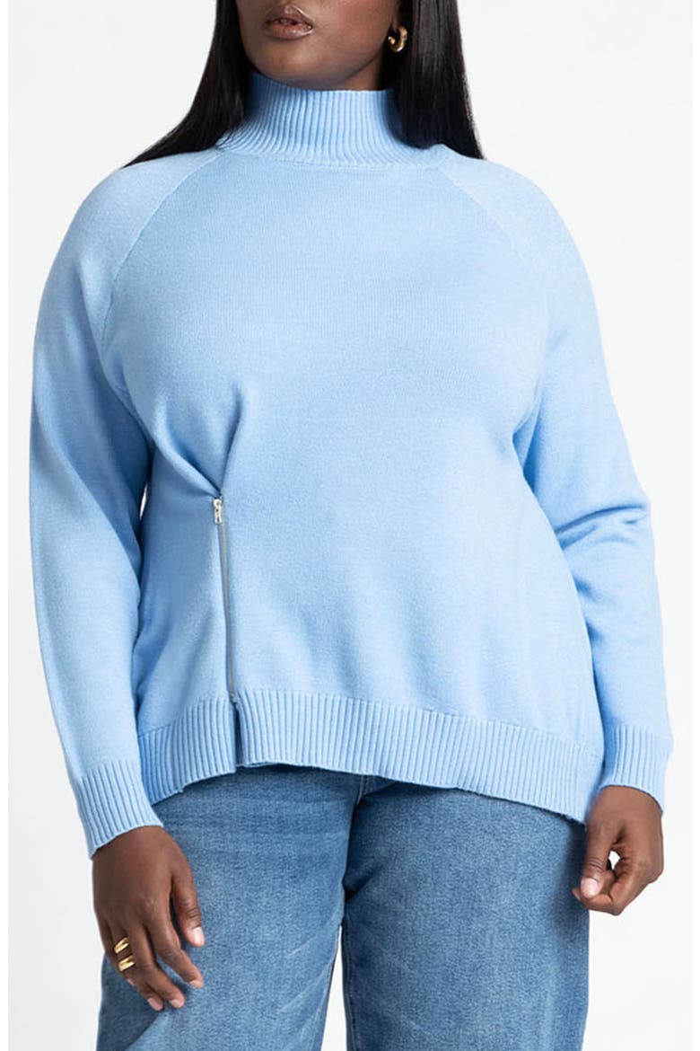 Zip Mock Neck Sweater, Main, color, POLISHED STONE BLUE