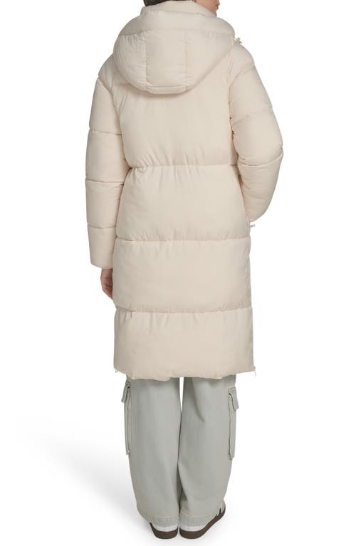 Levi's Water Resistant Mid Length Hooded Puffer Jacket In White