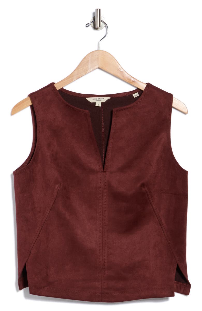 MAX STUDIO Sleeveless Faux Suede Top, Alternate, color, Chestnut