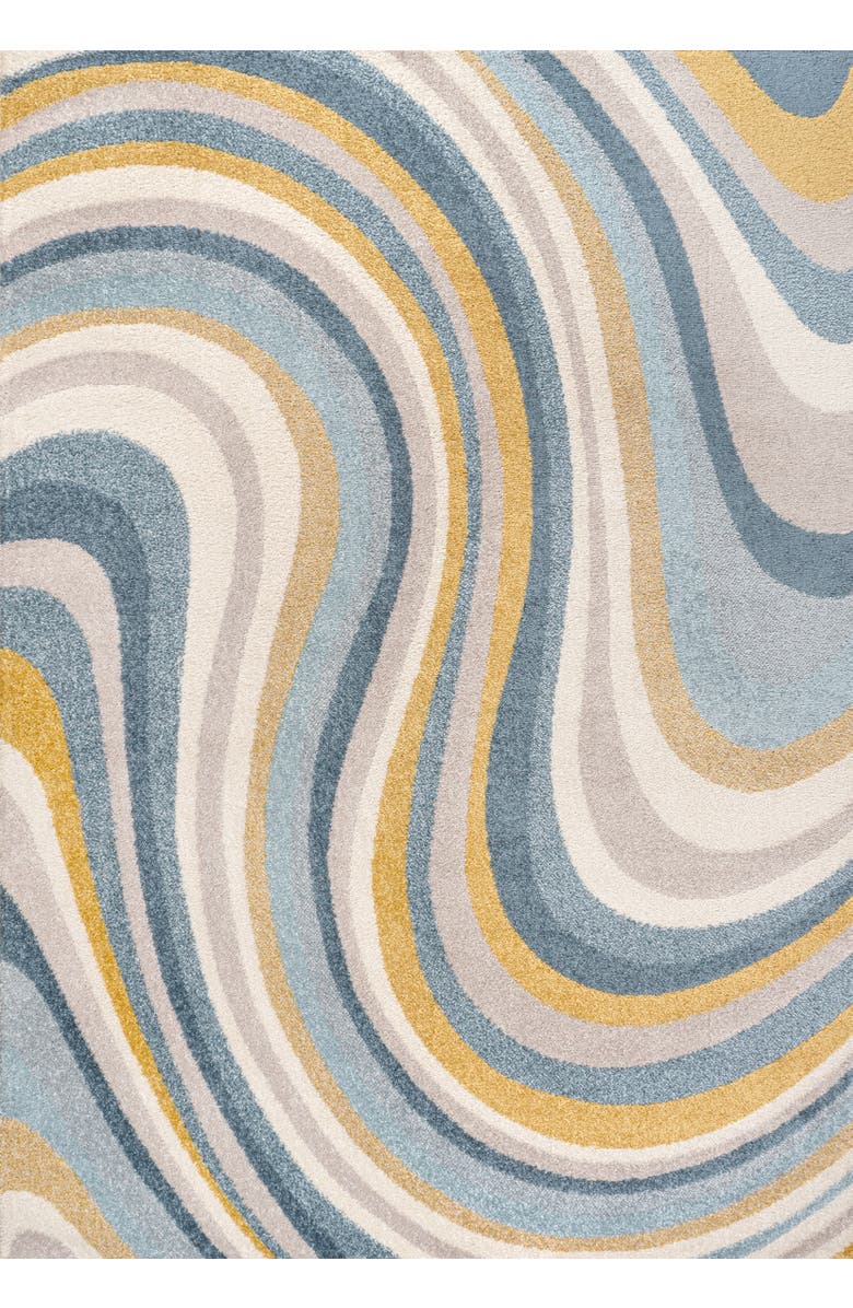 JONATHAN Y Flow Abstract Swirl Area Rug, Main, color, Blue/Mustard/Gray