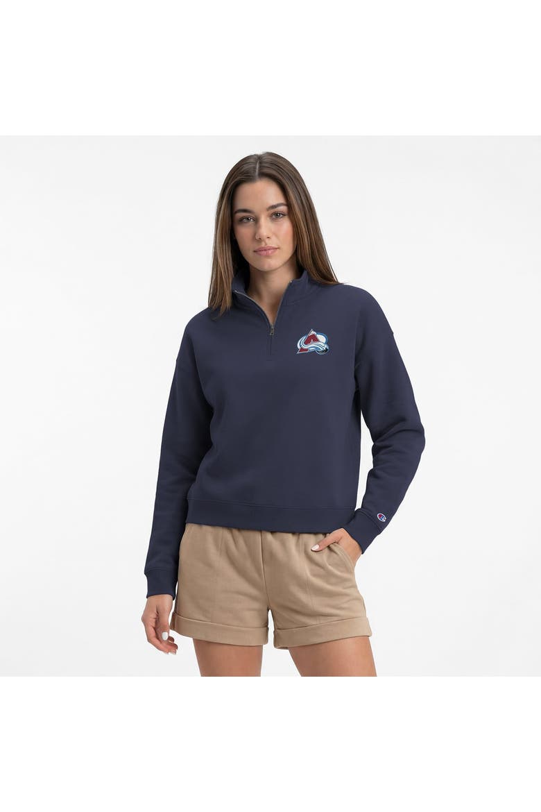 Women's Champion  Navy Colorado Avalanche Powerblend Quarter-Zip Sweatshirt, Main, color, Navy