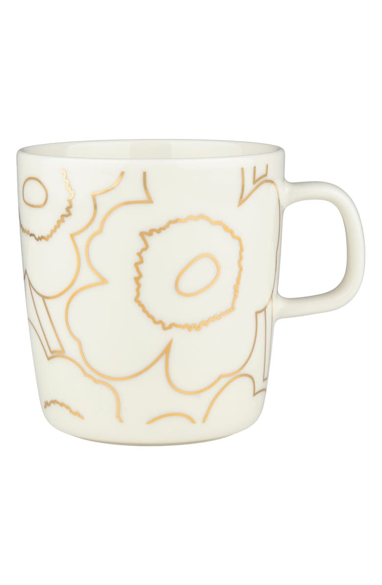 Marimekko Piirto Unikko Coffee Mug, Main, color, White Gold