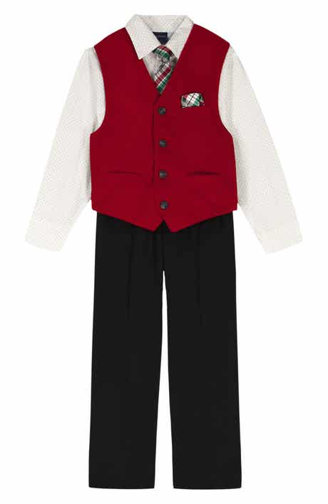 Nautica Kids' Holiday Velvet Vest, Pants, Shirt & Tie Set