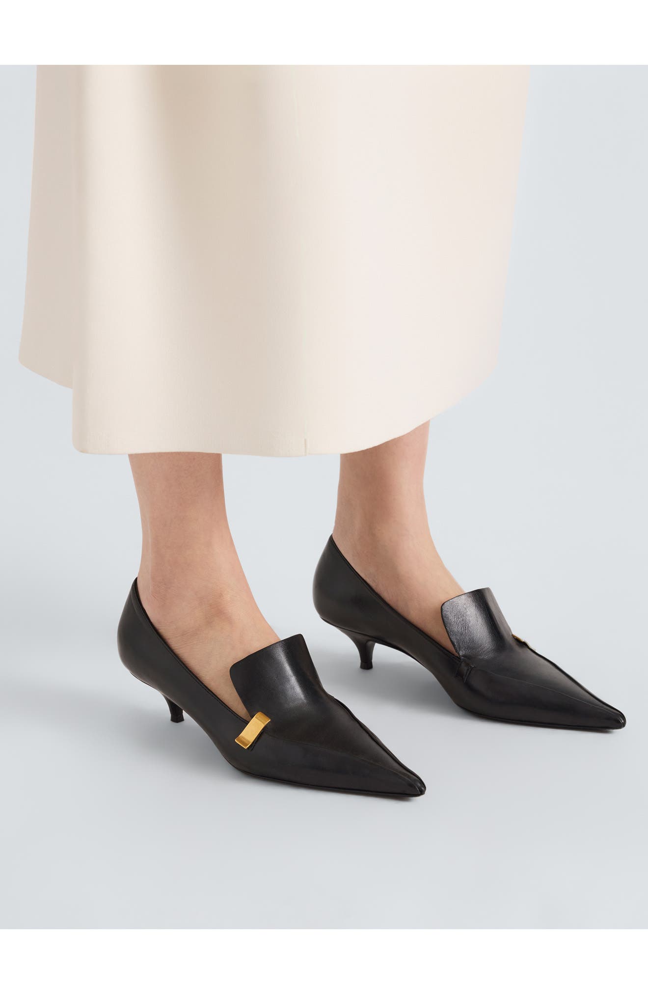 Slash Kitten Heel Loafer Pump, Alternate, color, BLACK