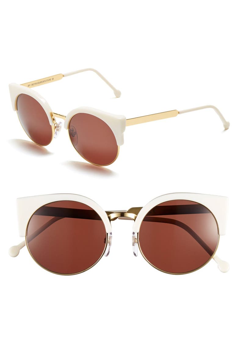 'Lucia' 53mm Sunglasses, Main, color, WHITE/ GOLD METAL