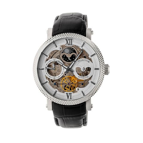 Aries Skeleton Leather-Band Watch