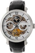 Heritor Automatic Aries Skeleton Leather-Band Watch