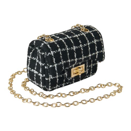 Rachel Riley Black & Ivory Tweed Cross Body Bag In Black