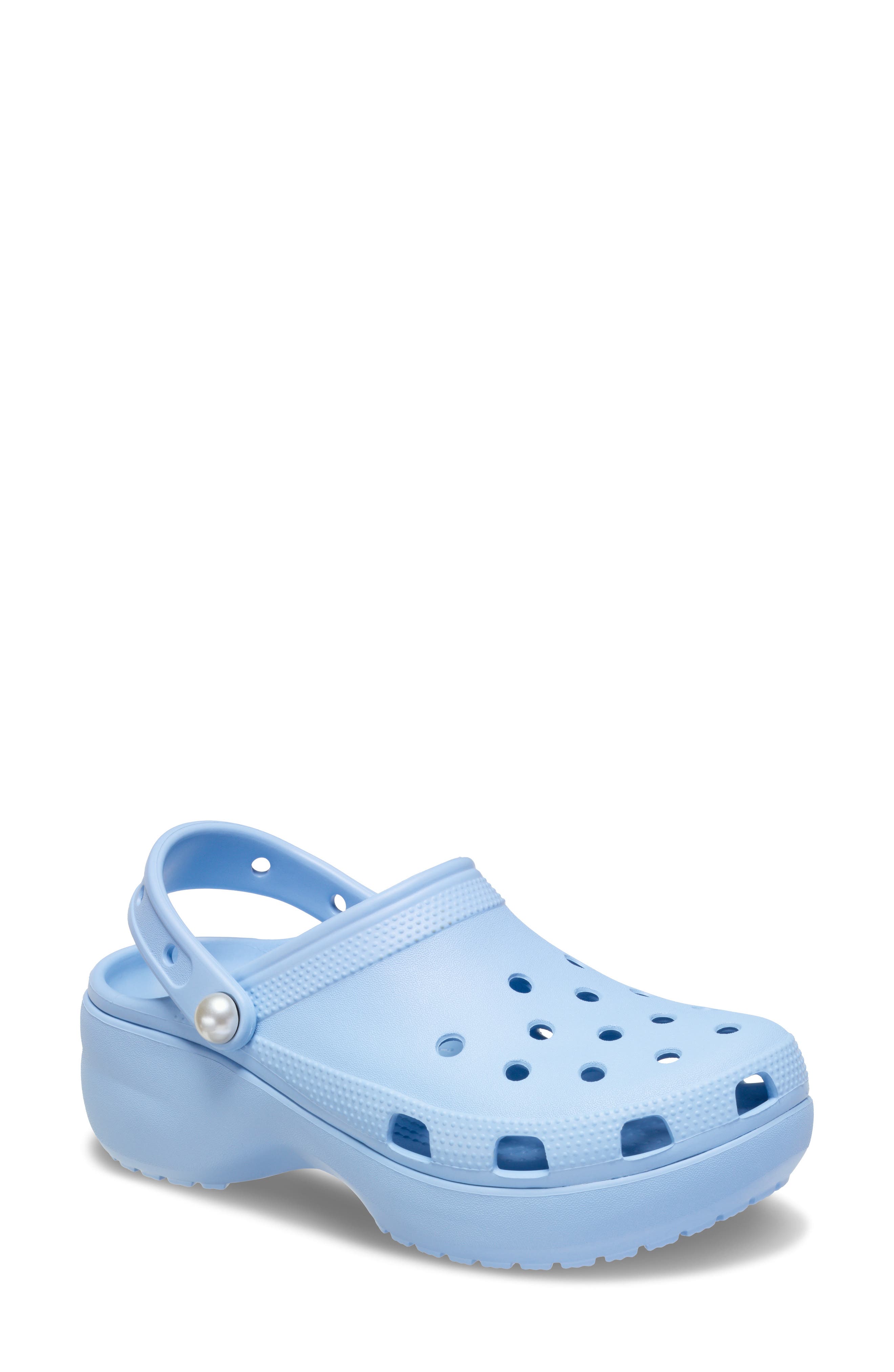 CROCS Faux Pearl Platform Clog, Main, color, Blue Calcite