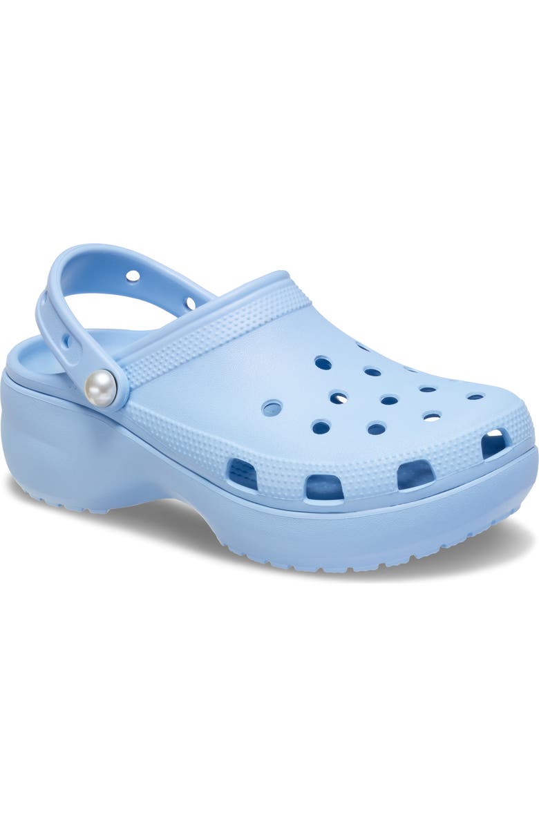 CROCS Faux Pearl Platform Clog, Main, color, Blue Calcite
