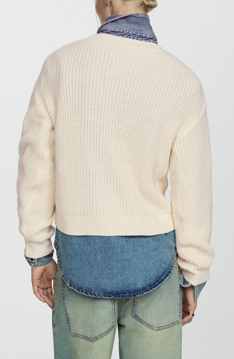 MANGO Faux Pearl Embellished Sweater, Alternate, color, Ecru