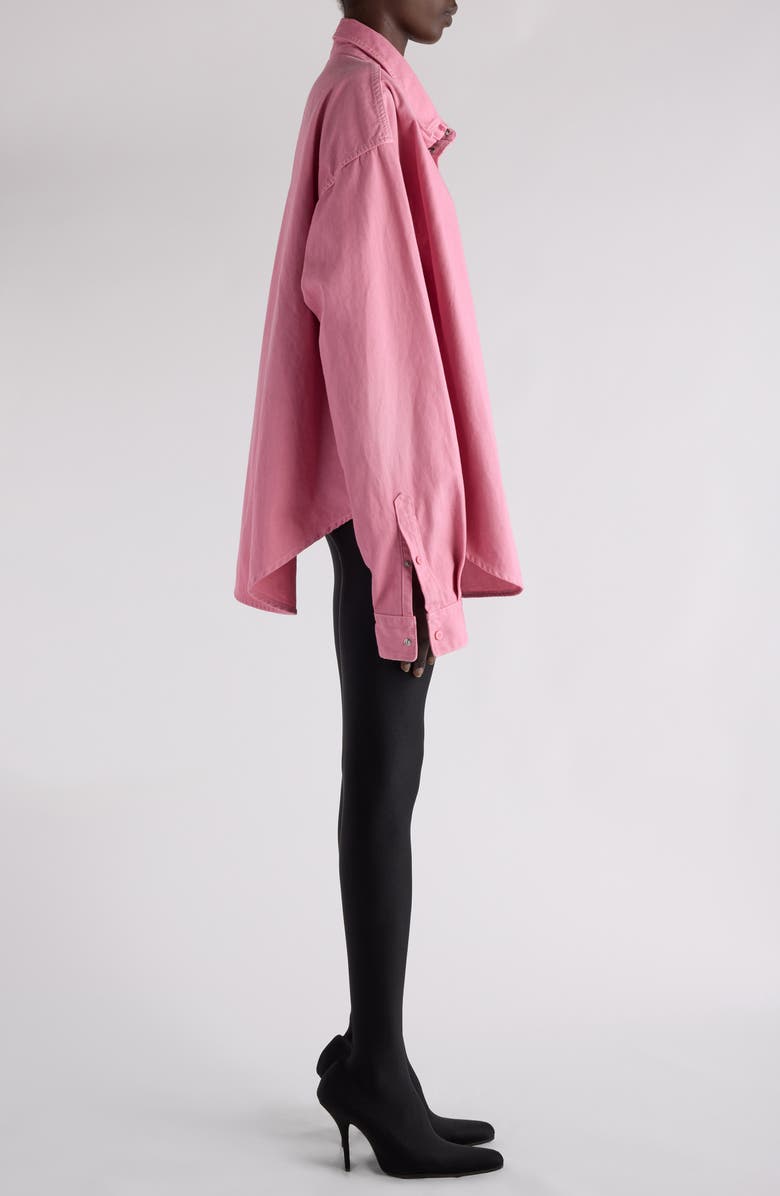 Balenciaga Cocoon Oversize Cotton Poplin Button-Up Shirt, Alternate, color,