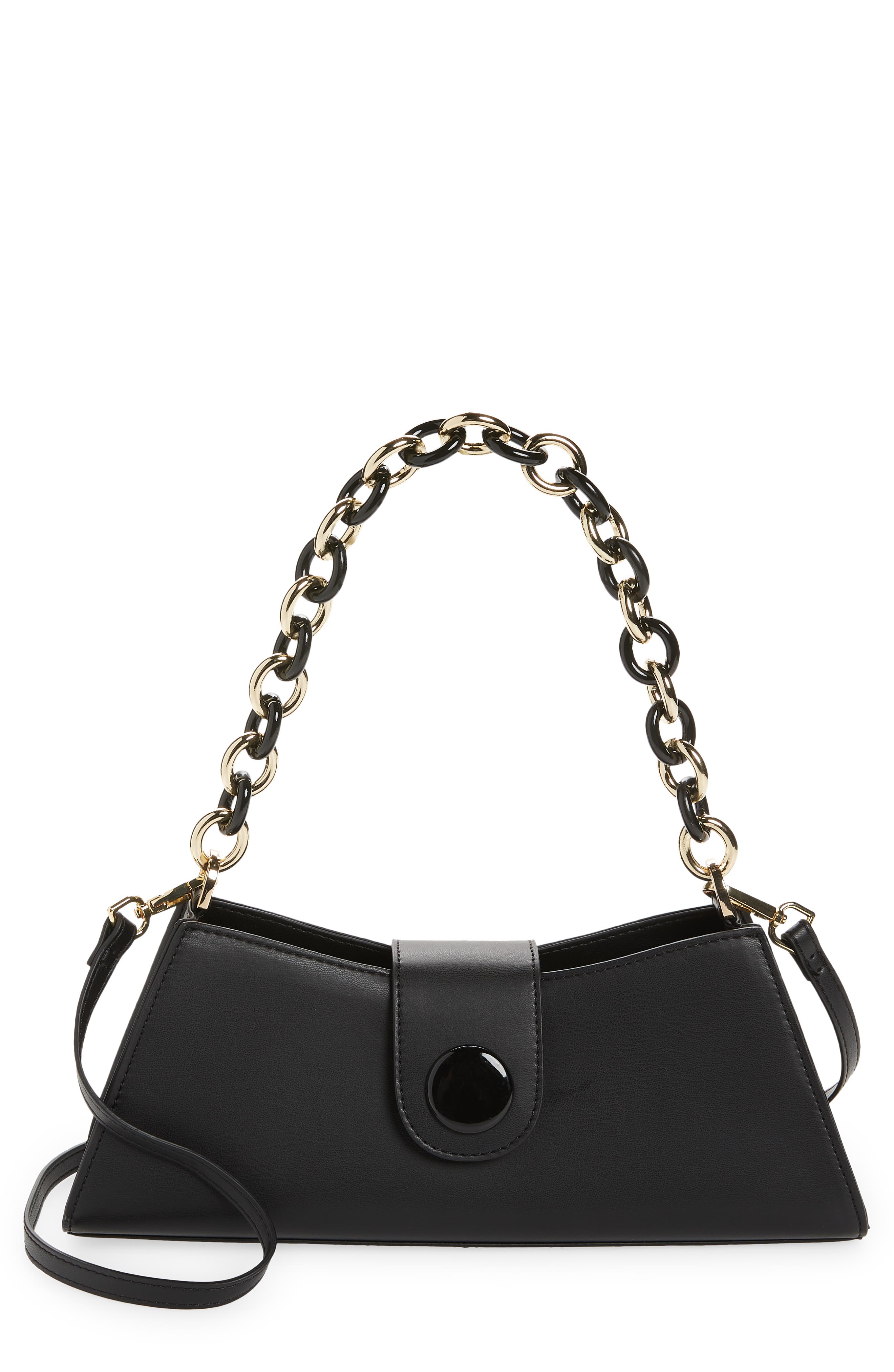 Topshop Faux Leather Structured Chain Strap Shoulder Bag, Main, color, 
