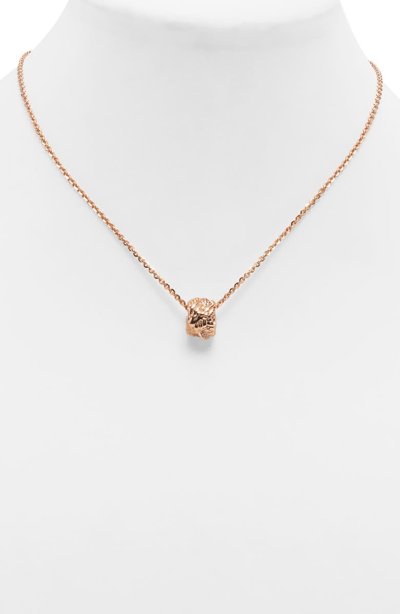 Bottega Veneta Knot Pendant Necklace, Alternate, color, Rose Gold Bianco
