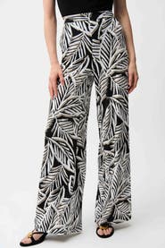 Joseph Ribkoff Silky Knit Tropical Print Wide Leg Pull-On Pants