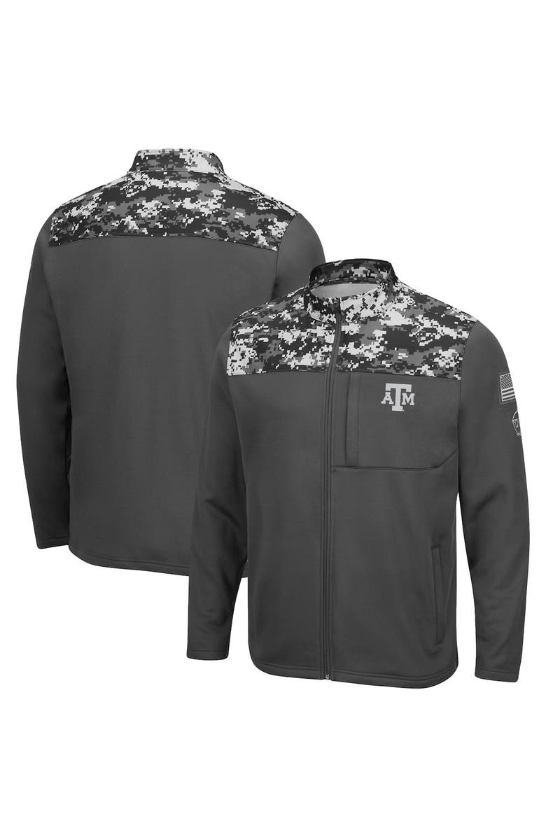 COLOSSEUM Men's Colosseum Charcoal Texas A&M Aggies OHT Military Appreciation Digi Camo Full-Zip Jacket, Main, color,