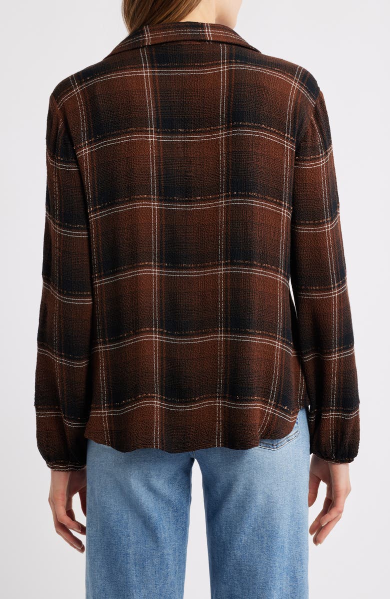 Cloth & Stone Plaid Popover Top, Alternate, color, Hickory Brown Plaid