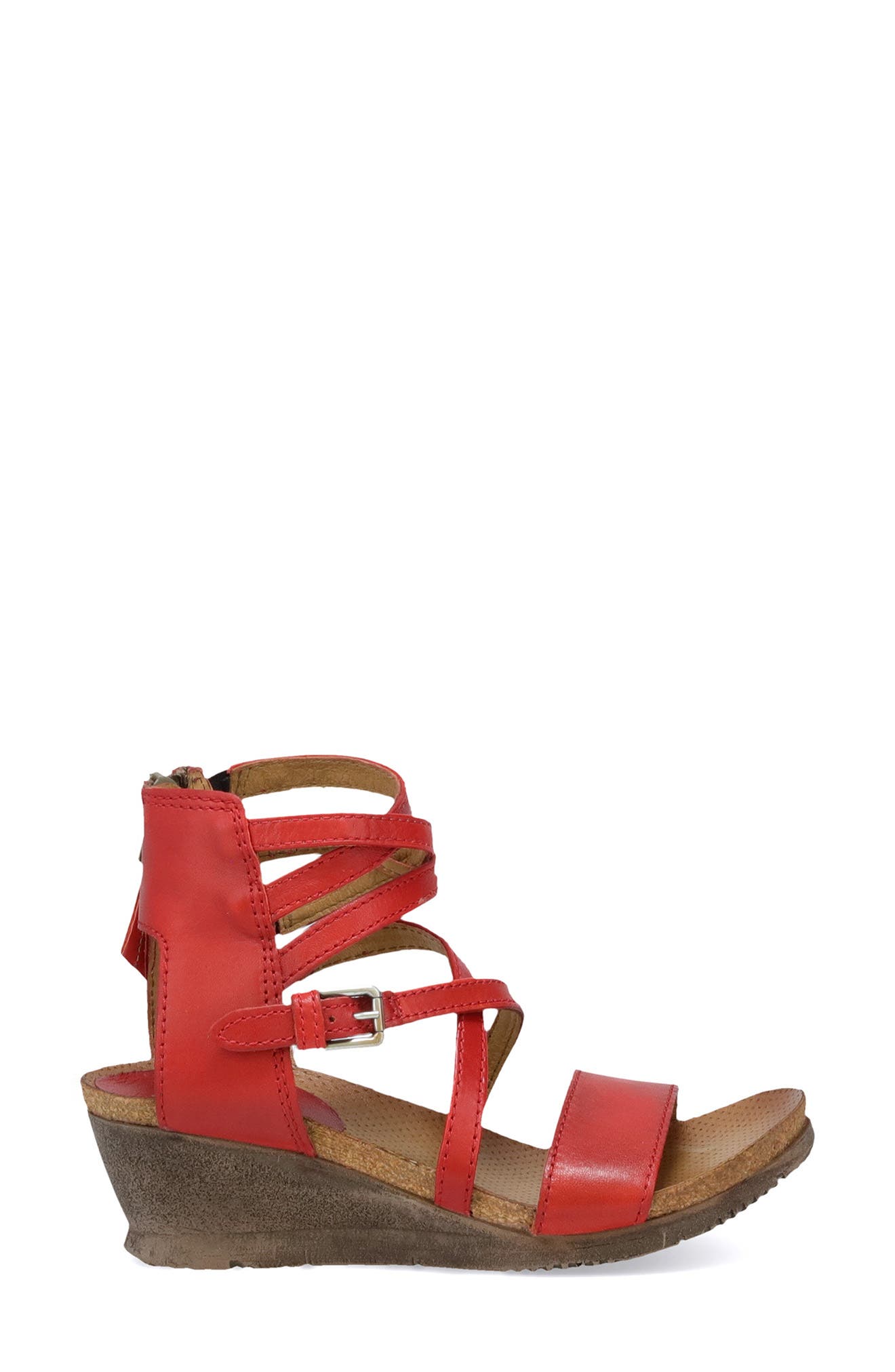 Miz Mooz Shay Strappy Wedge Sandal, Alternate, color, Scarlet Leather