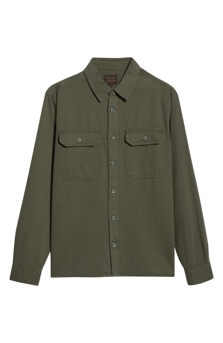Billabong Fort Garage Stripe Cotton Herringbone Button-Up Shirt, Alternate, color, Olive