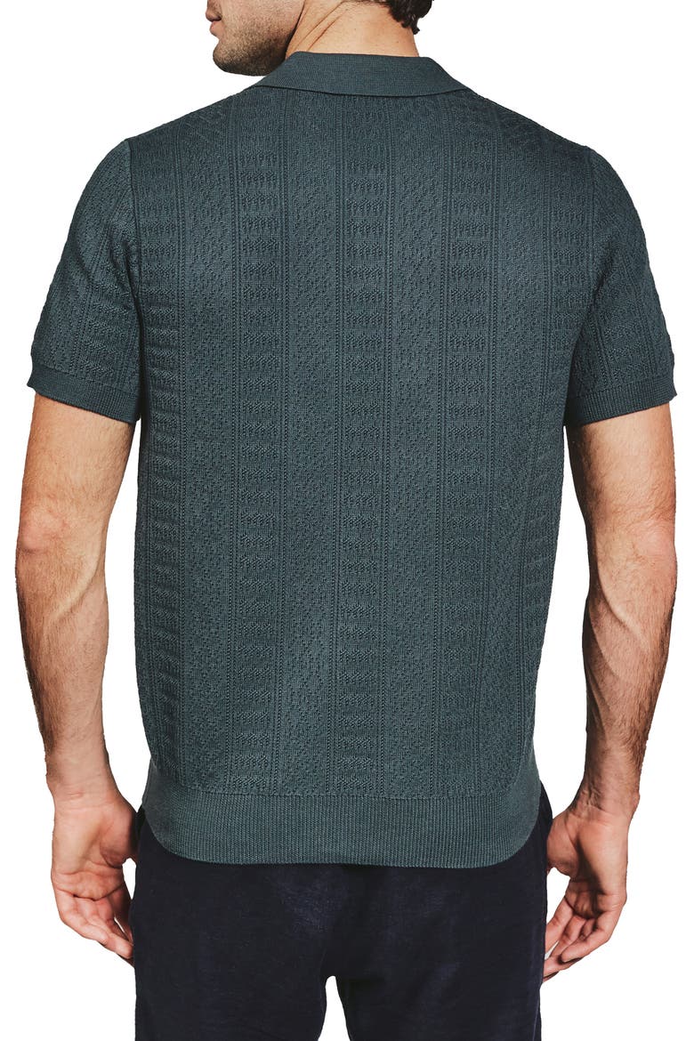Gavin Johnny Collar Polo Sweater, Alternate, color, PETROL NAVY