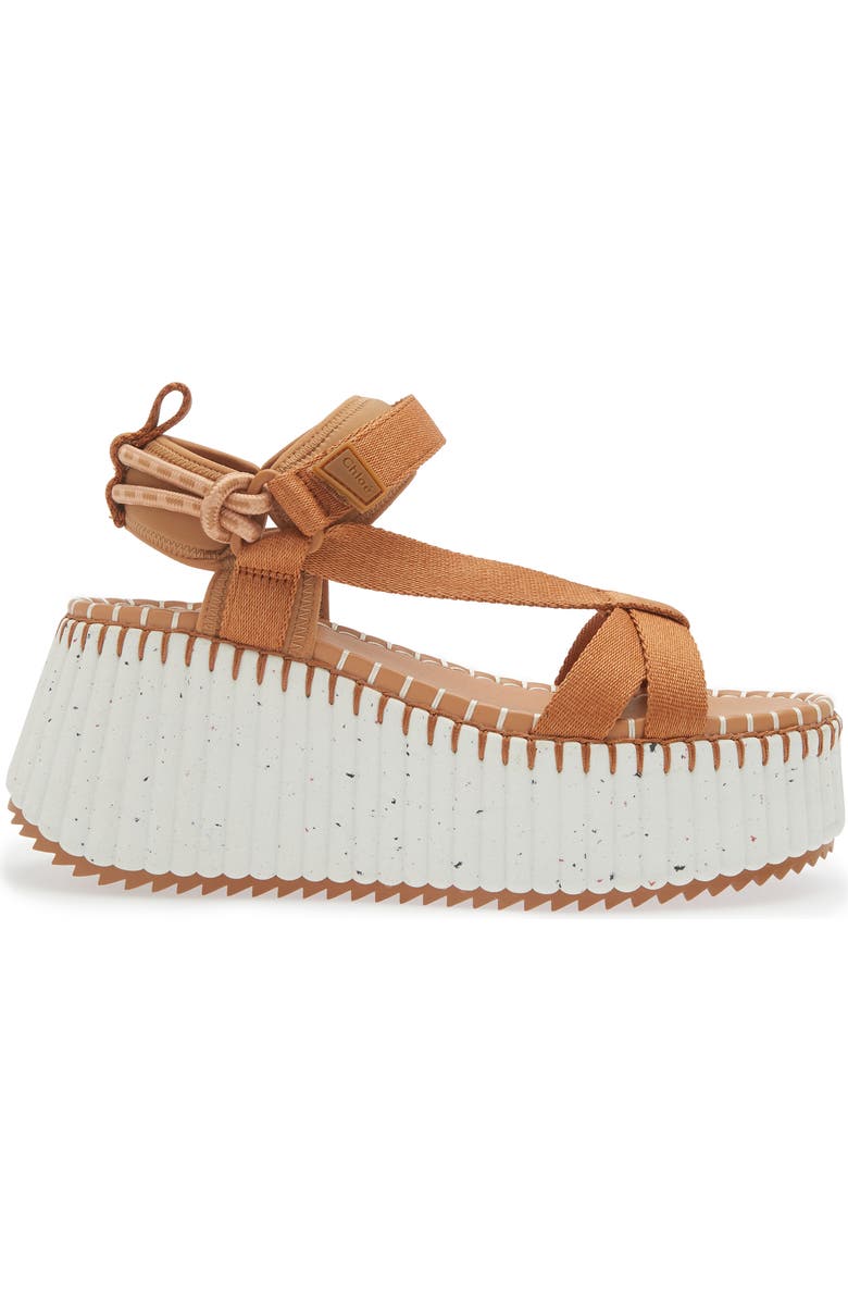 Chloé Nama Platform Wedge Sandal, Alternate, color, 276 Smooth Tan
