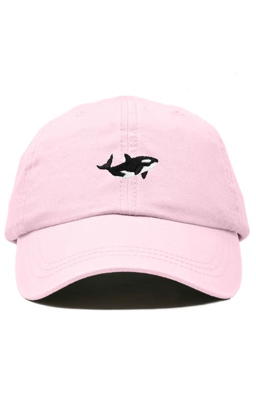Dalix Killer Whale Embroidered Dad Hat In Washed Pink