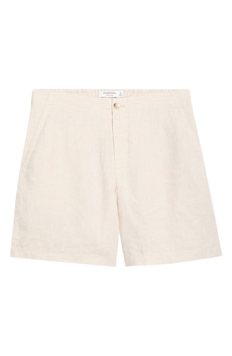 Nordstrom Flat Front Linen Chino Shorts, Main, color, Beige Pumice