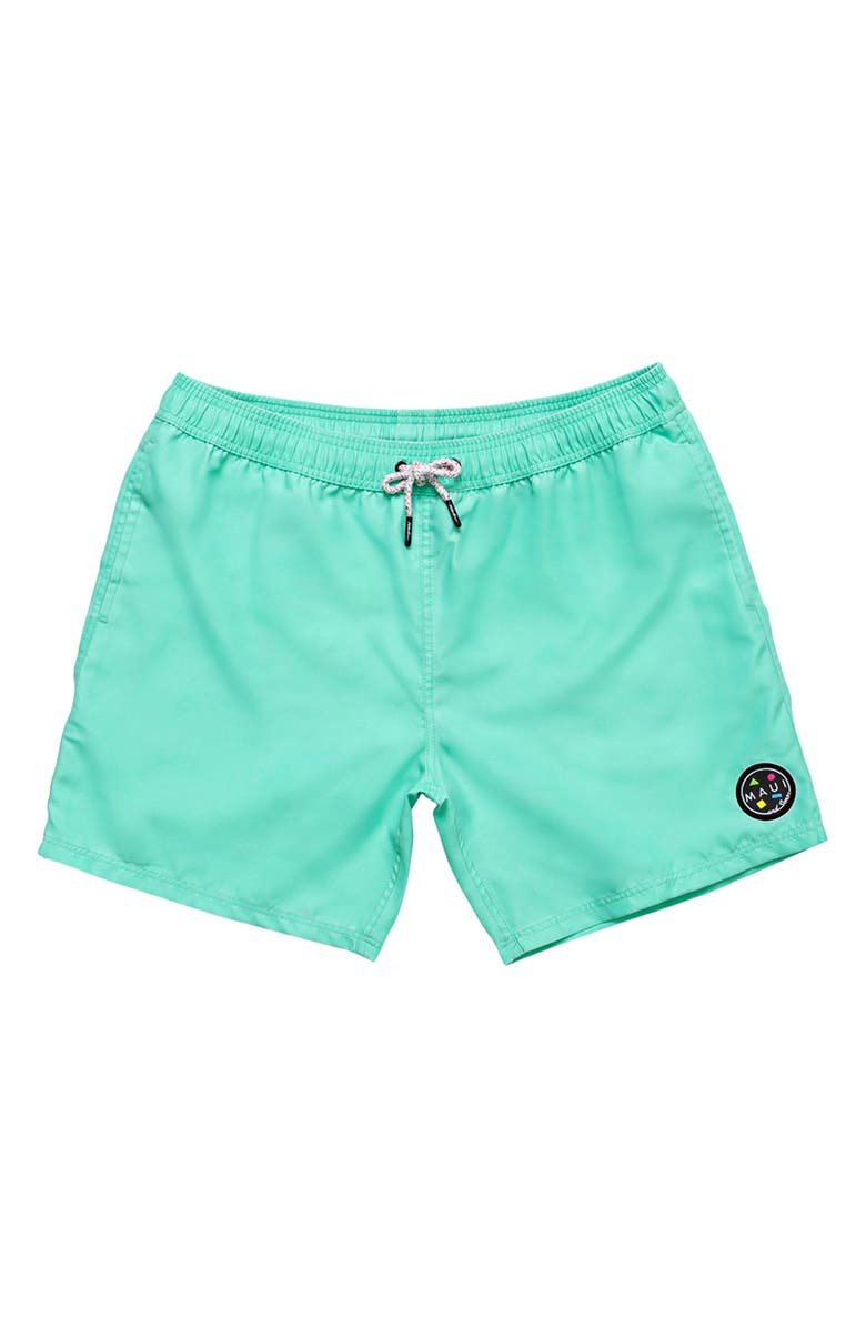 Maui & Sons Party On Microfiber Swim Trunks, Alternate, color, Mint
