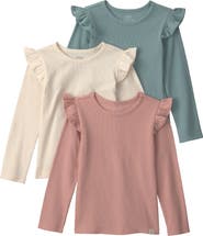 Little Planet Kids' 3-Pack Ruffled Shoulder T-Shirts