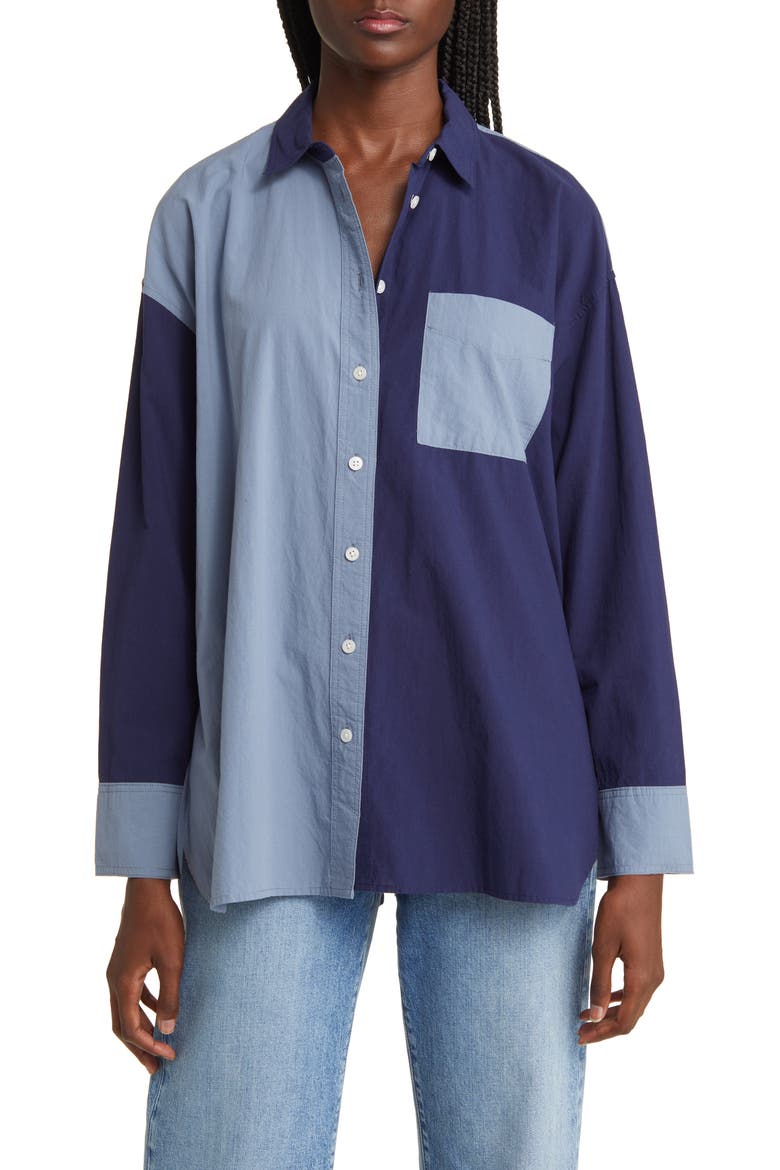 The Signature Poplin Oversized Shirt, Main, color, FRESH BLUEBERRY