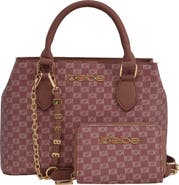 bebe Adela Small Monogram Satchel with Wallet