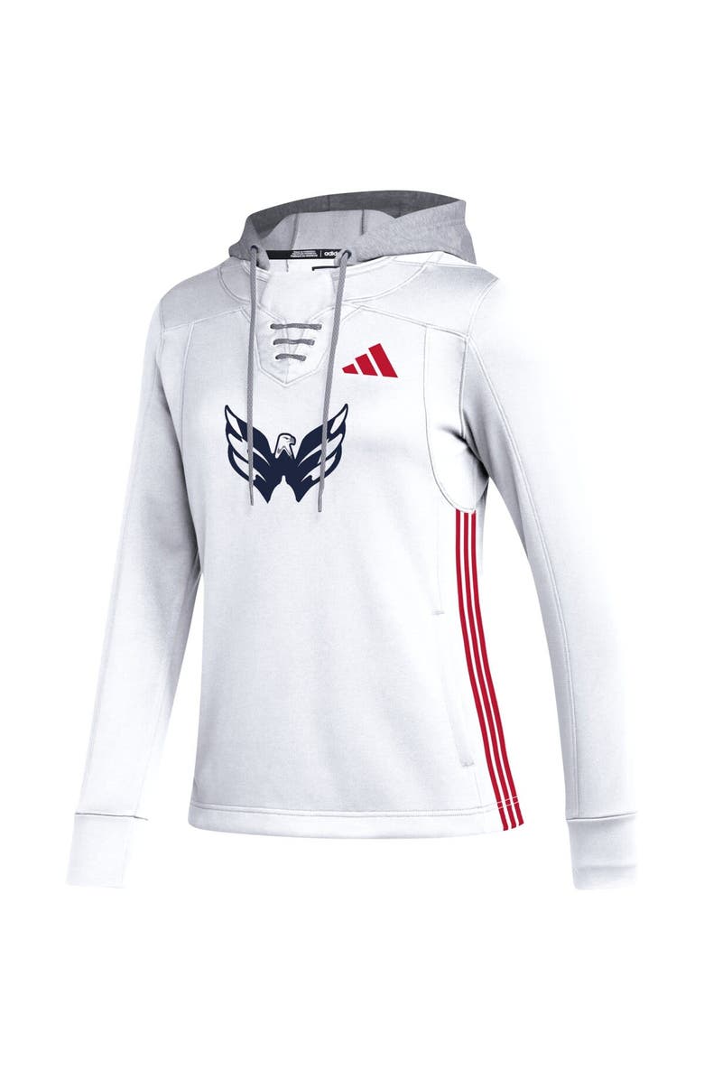 adidas Women's adidas White Washington Capitals Refresh Skate Lace AEROREADY Pullover Hoodie, Alternate, color, 