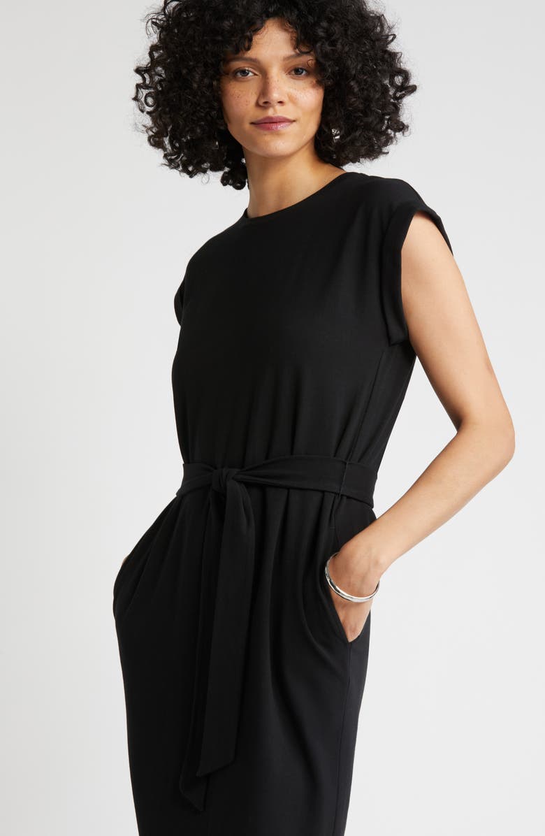 Nordstrom Tie Waist Stretch Cotton Knit Dress, Alternate, color, 