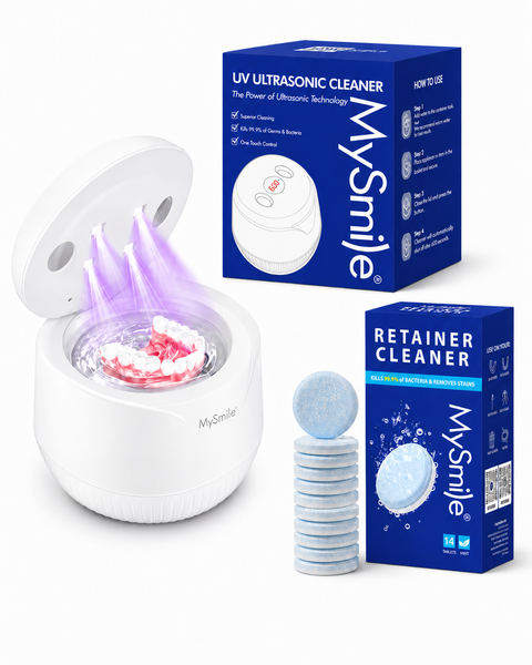 Retainer Care Essentials Bundle - Ultrasonic Retainer Cleaner Machine, 200 mL, 45kHz + Mint Retainer Cleaner Tablets
