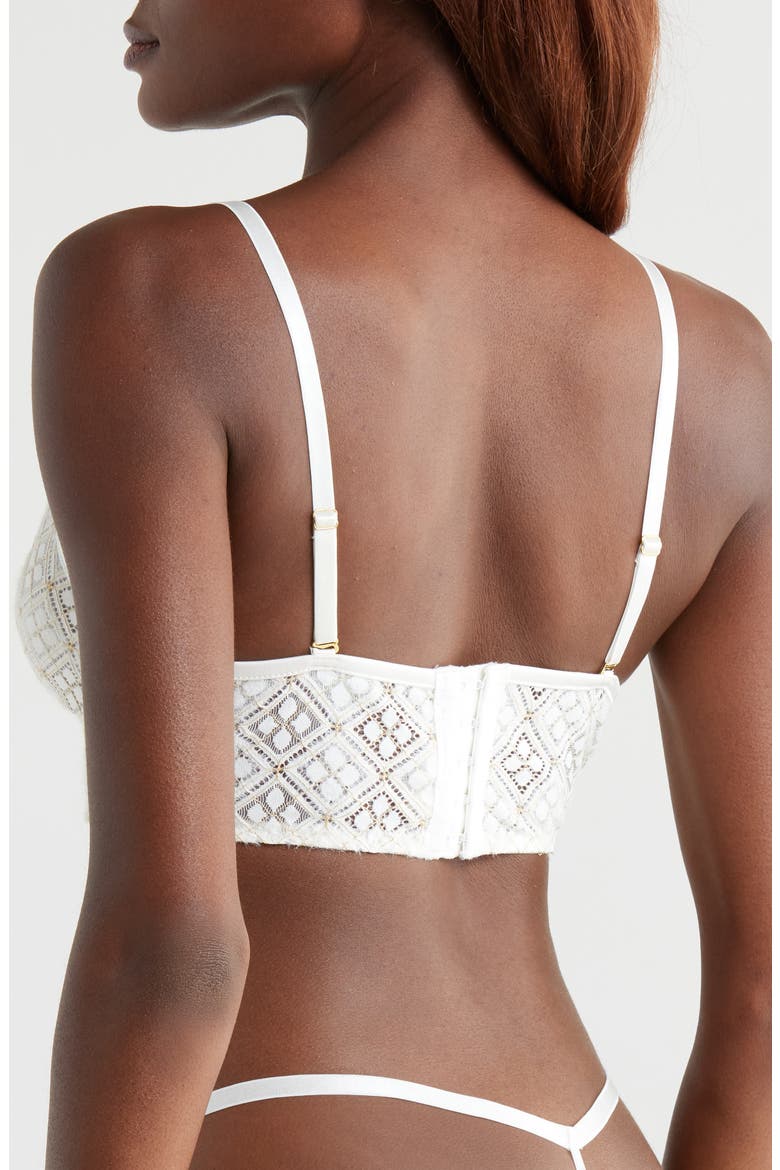 Metallic Geometric Lace Longline Bralette, Alternate, color, SHELL WHITE