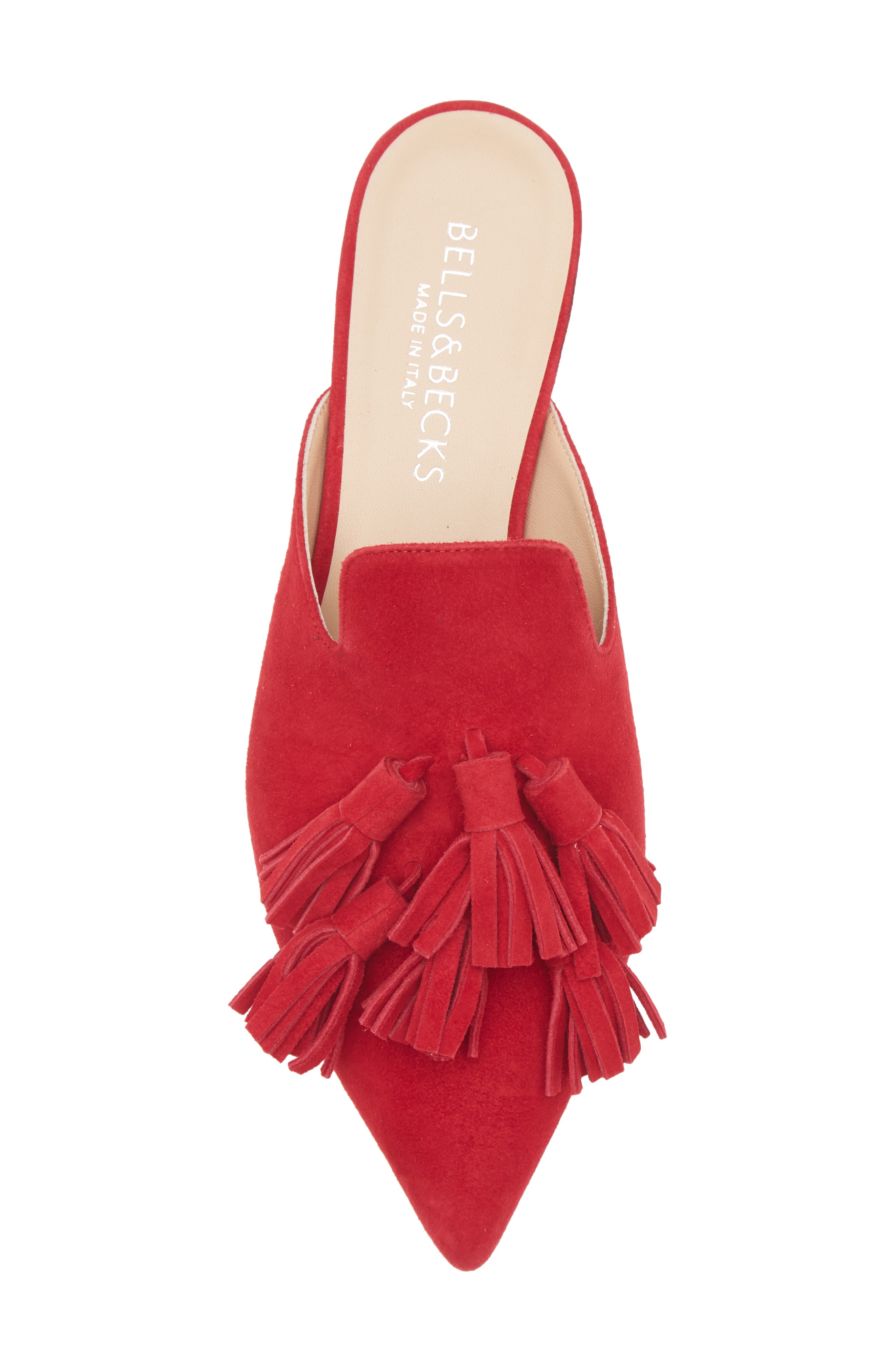 Mirella Pointy Toe Tassel Mule, Alternate, color, RED