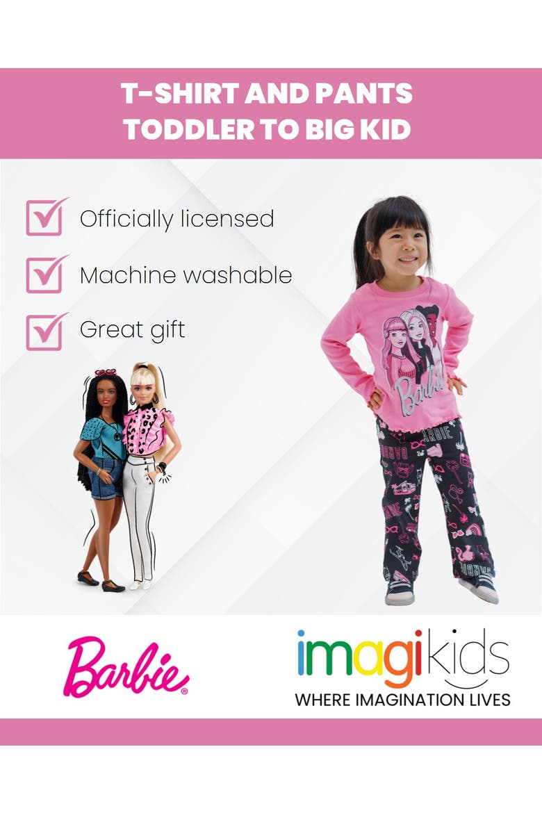 2-Piece Long Sleeve Tee and Flare Pants Set, Alternate, color, Rose and Black