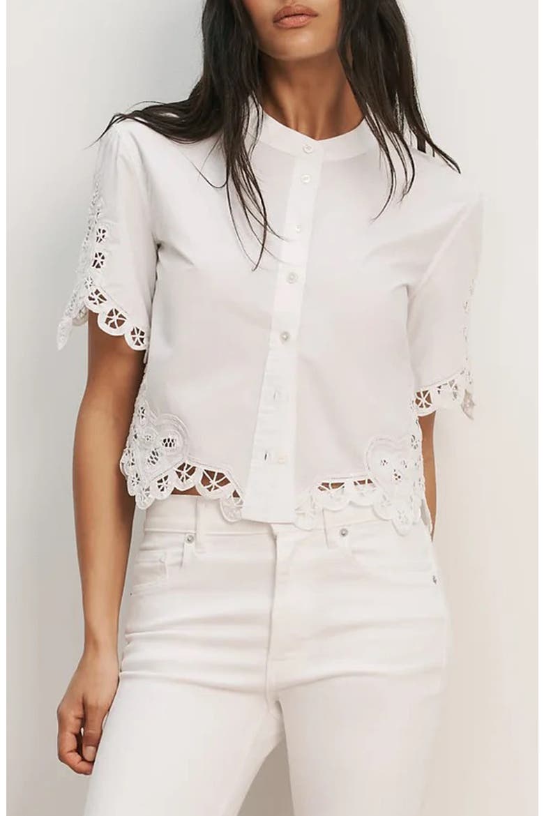 Aleck Eyelet Embroidery Button-Up Top, Main, color, WHITE