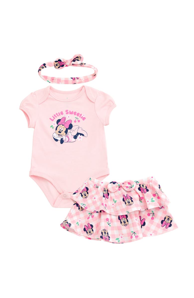 Disney Minnie Mouse Bodysuit Skirt & Headband Set, Main, color, Pink