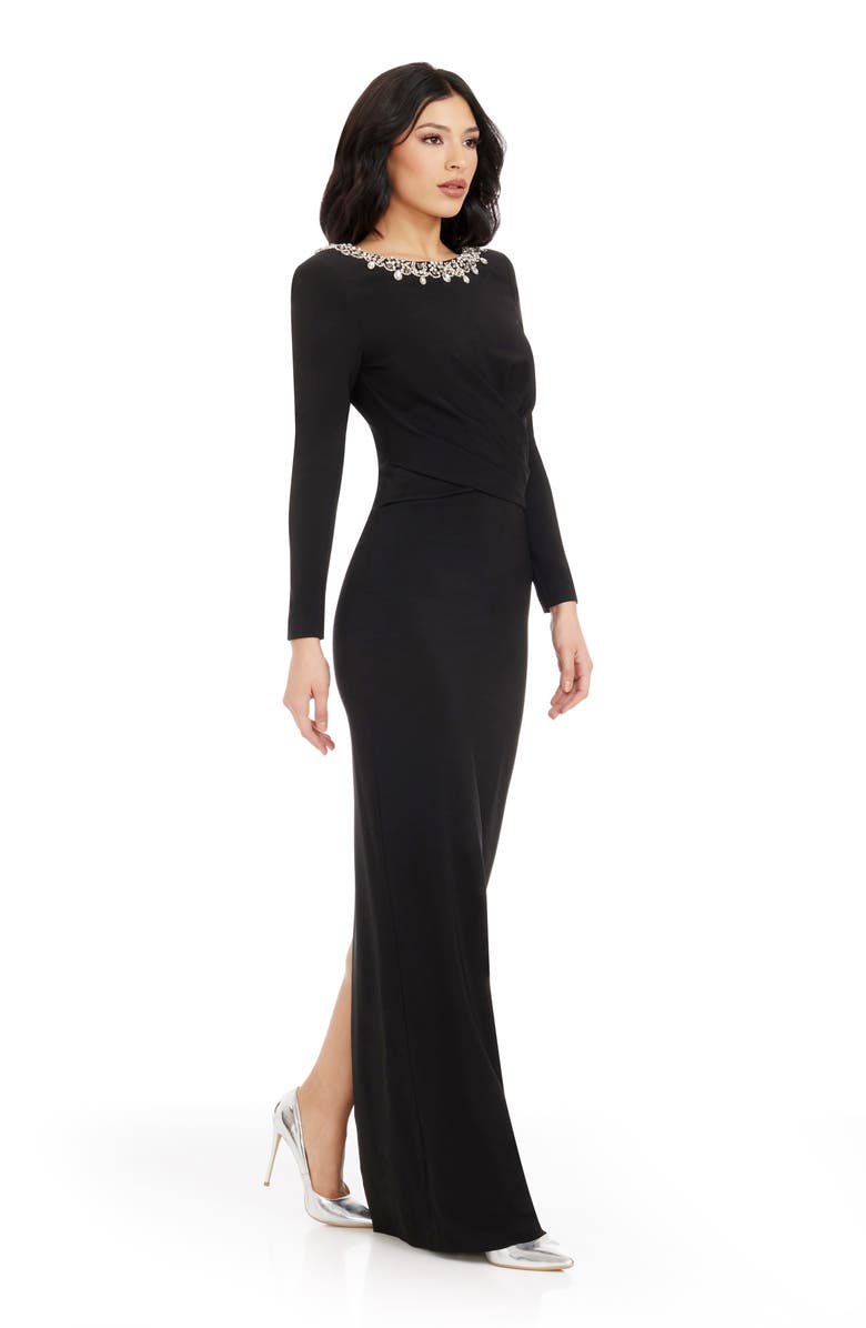 Dress the Population Anne Embellished Long Sleeve Column Gown, Alternate, color,
