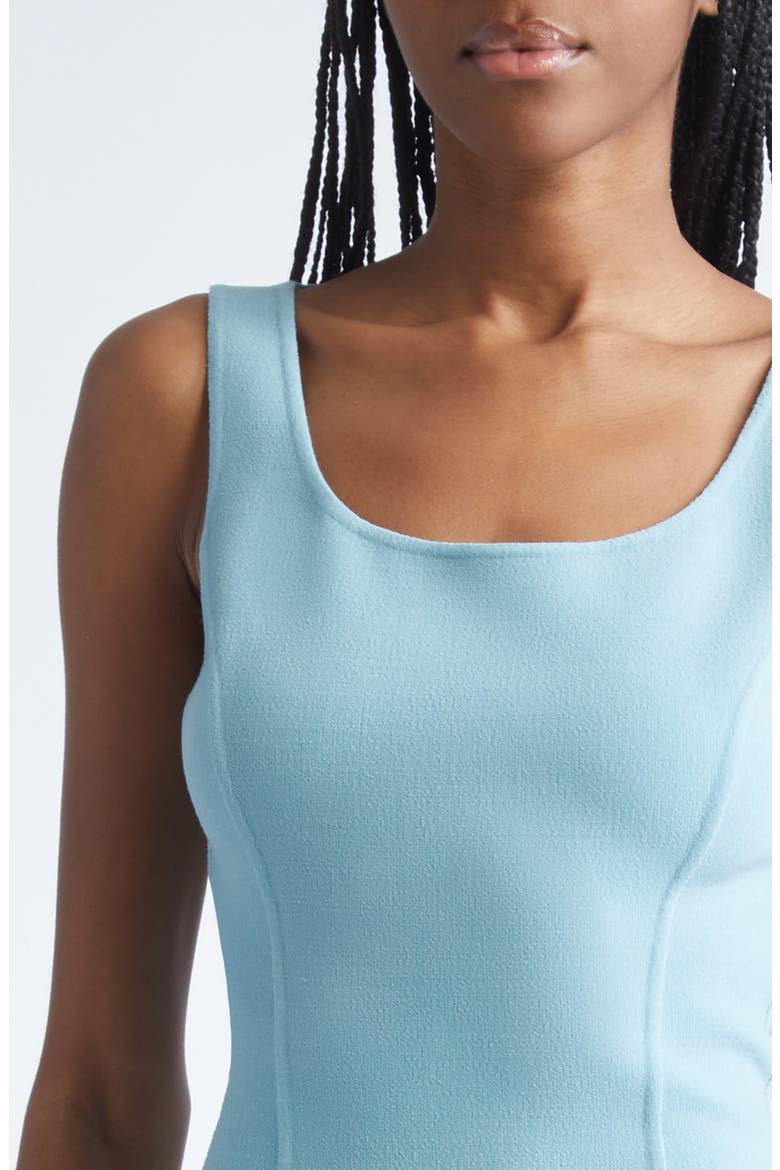 Stretch Wool Blend Crepe Sheath Dress, Alternate, color, SEAGLASS