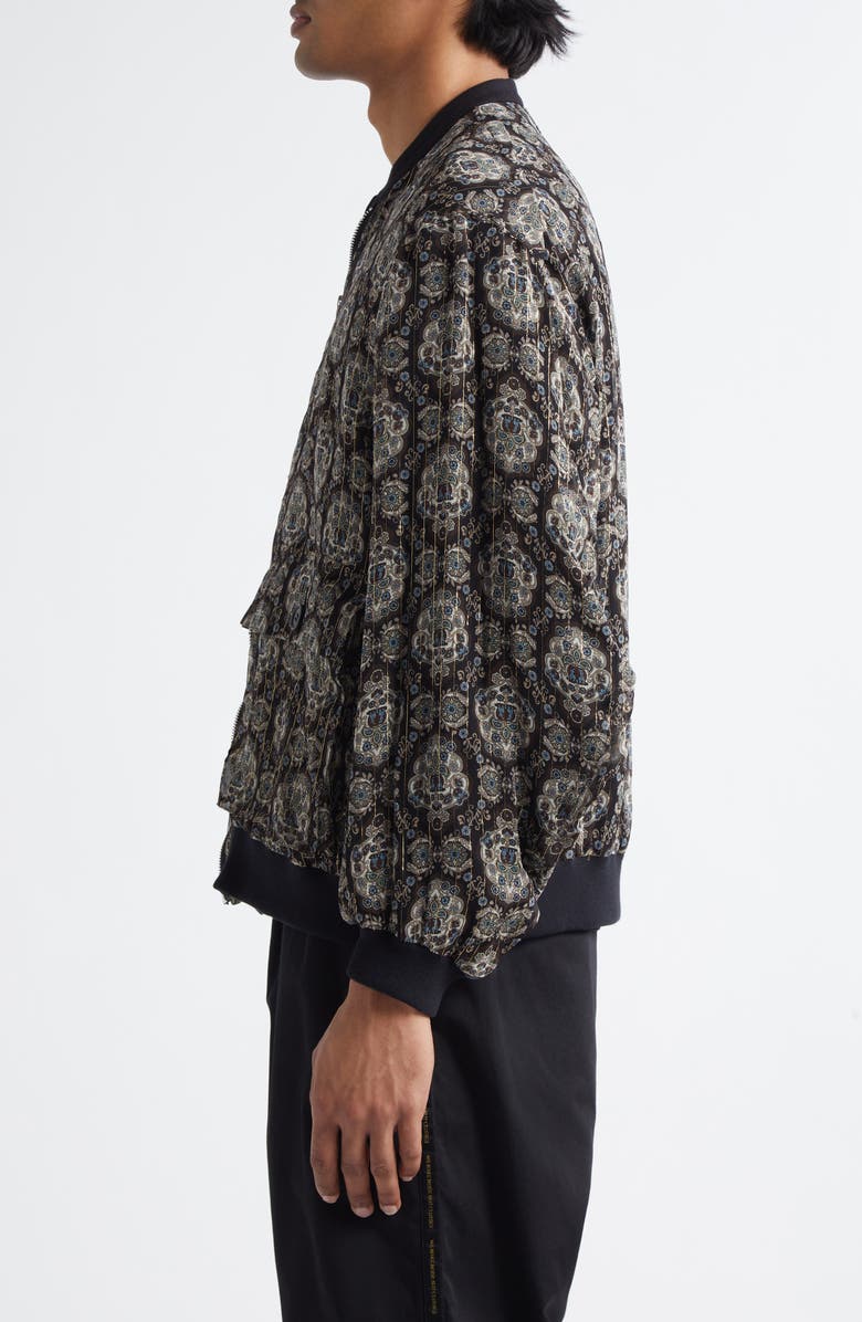 Undercover Print Silk Blend Blouson Jacket, Alternate, color, Black Base