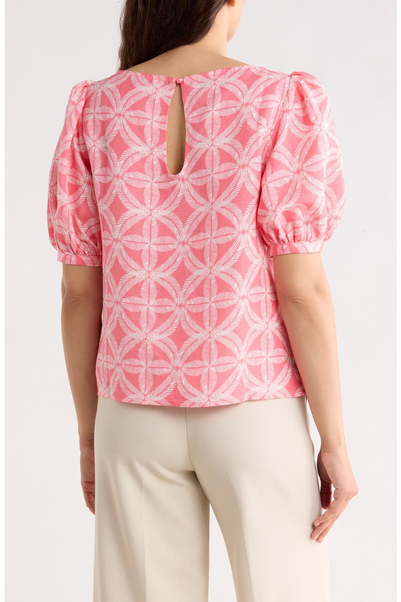 Breeze Block Beth Puff Sleeve Linen Blend Top, Alternate, color, RED CORAL
